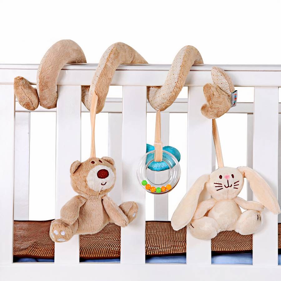 Hochet en peluche suspendu en spirale pour bébé