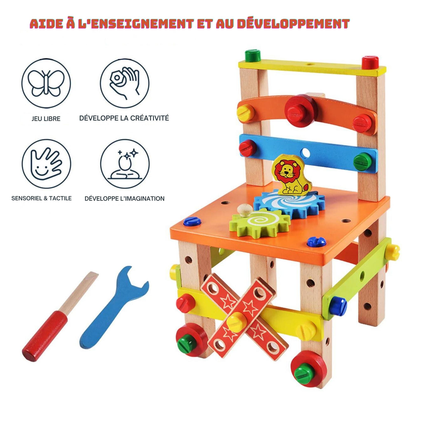 Chaise Montessori - Jeu Éducatif et Créatif pour Enfants, 34 Pièces