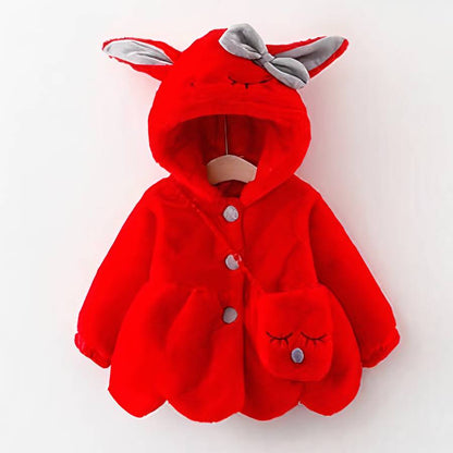 Manteau en peluche avec oreilles de lapin pour bébés