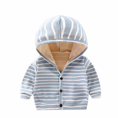 Manteau à capuche rayé pour bébés