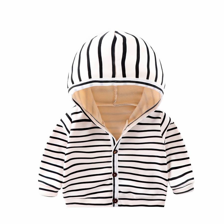 Manteau à capuche rayé pour bébés