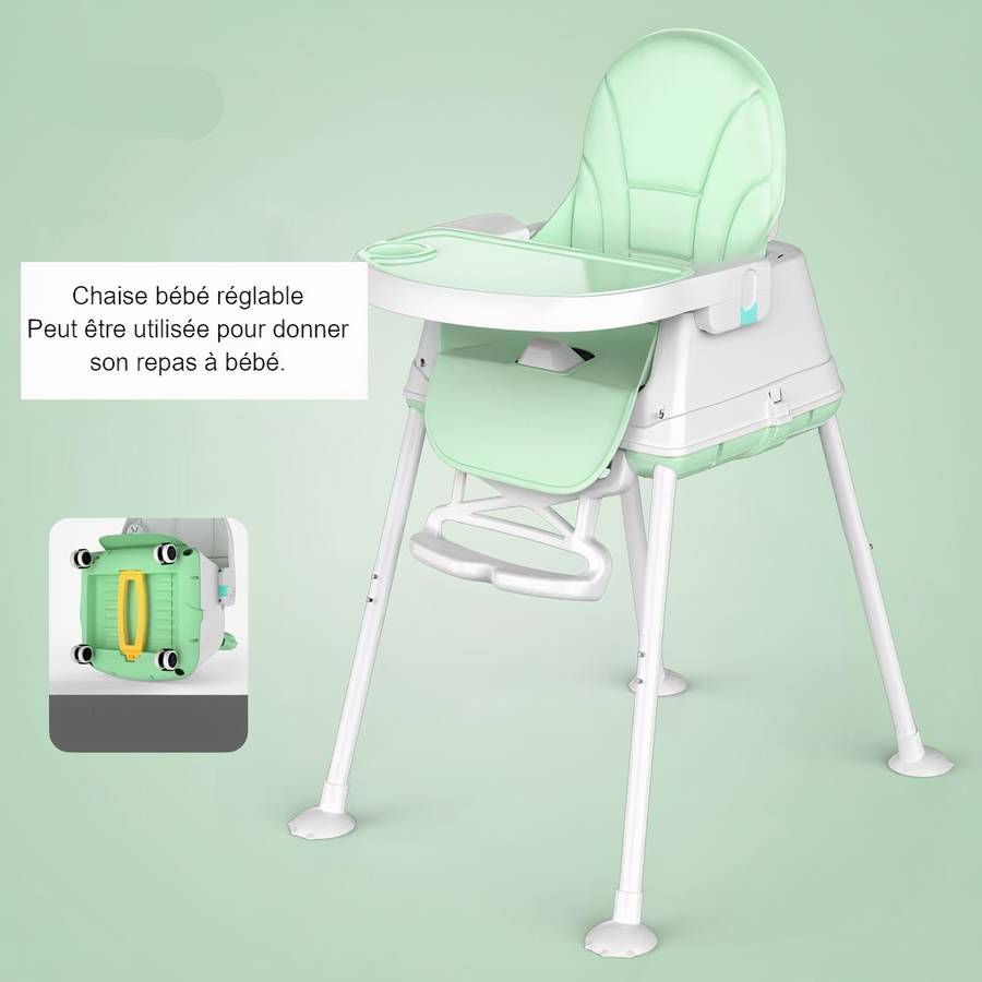 Chaise bébé haute pliable et réglable