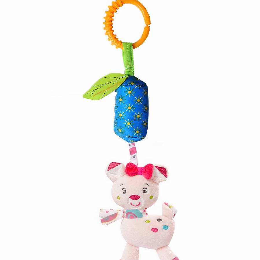 Hochet main en coton avec peluche et cloche