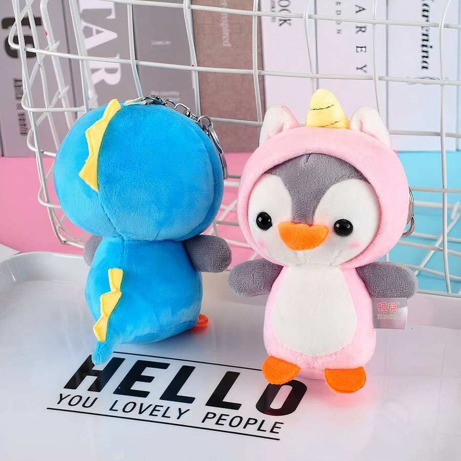 Porte-clés en peluche pingouin de 12 cm