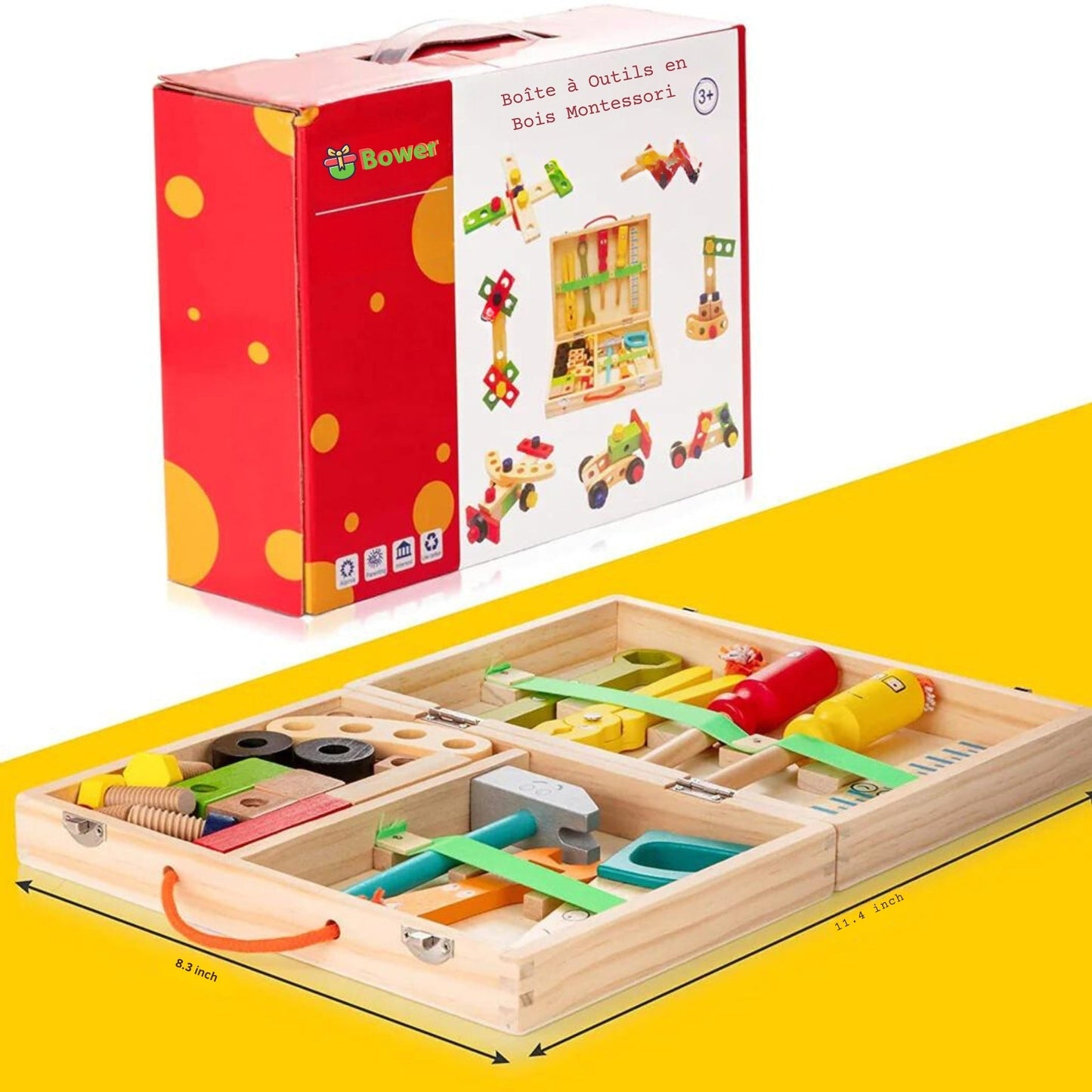 Boîte à Outils en Bois Montessori - Éveil et Apprentissage par le Jeu