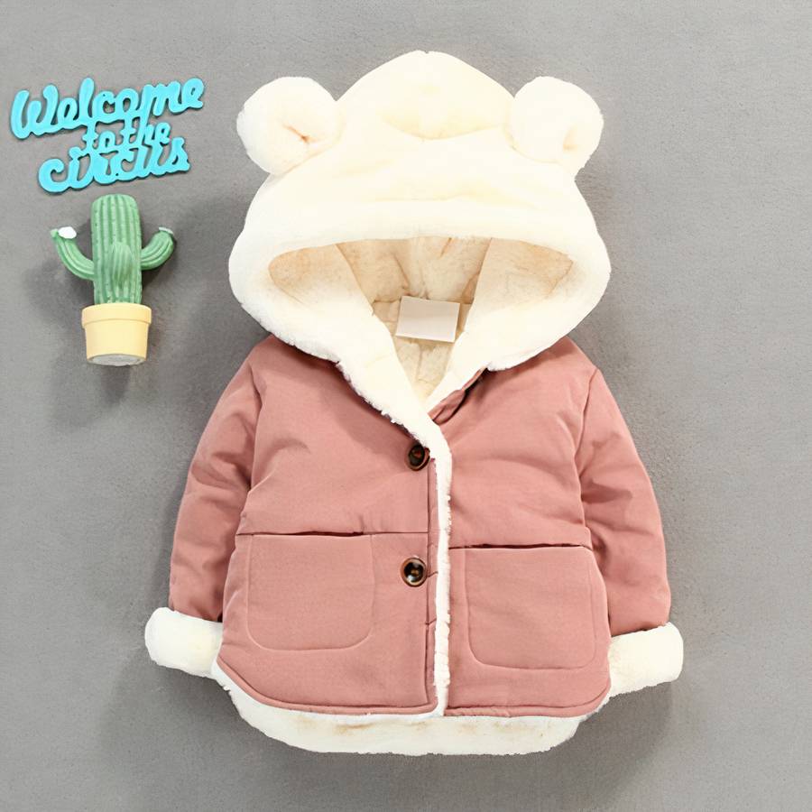 Manteau épais chaud en velours à capuche motif oreille d’ours