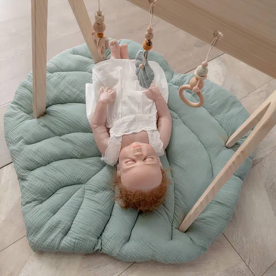 Tapis de sol bébé vert en coton pour bébé