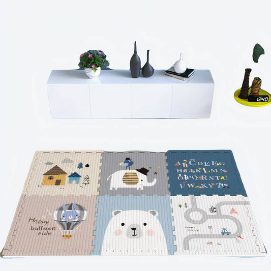 Tapis de jeu puzzle gris en 6 pièces pour bébé