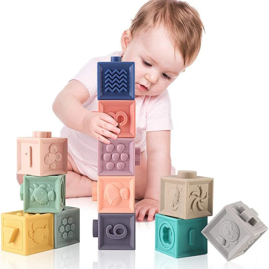 Cubes à Empiler Montessori pour Bébé 12 PCS