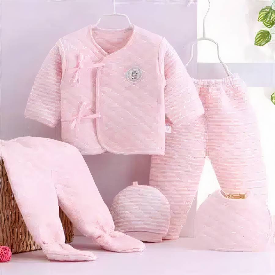 Ensemble vêtement 5 pièces doux en coton pour bébé