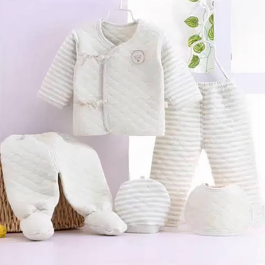 Ensemble vêtement 5 pièces doux en coton pour bébé