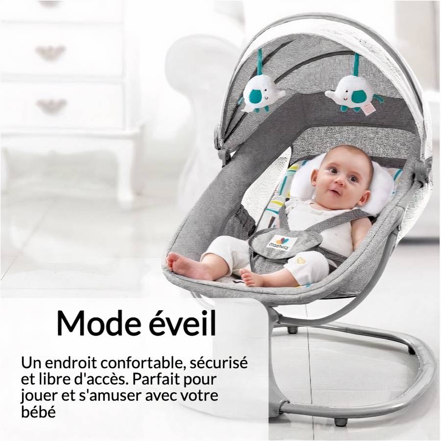 Berceau électrique et musical télécommandé pour bébé avec connexion Bluetooth