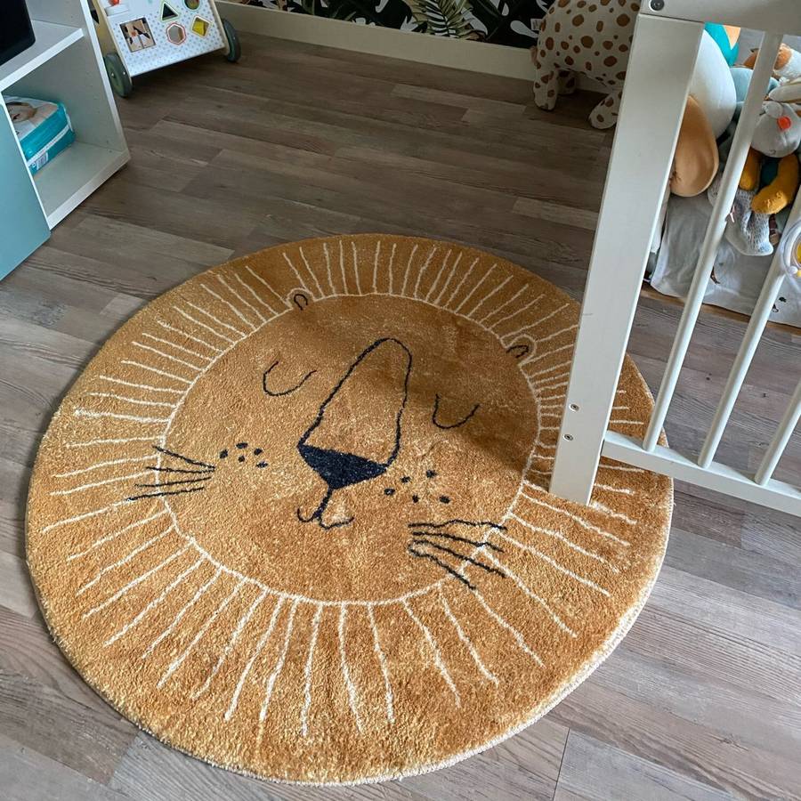 Tapis de jeu pour bébé imprimé en dessin de lion 100cm