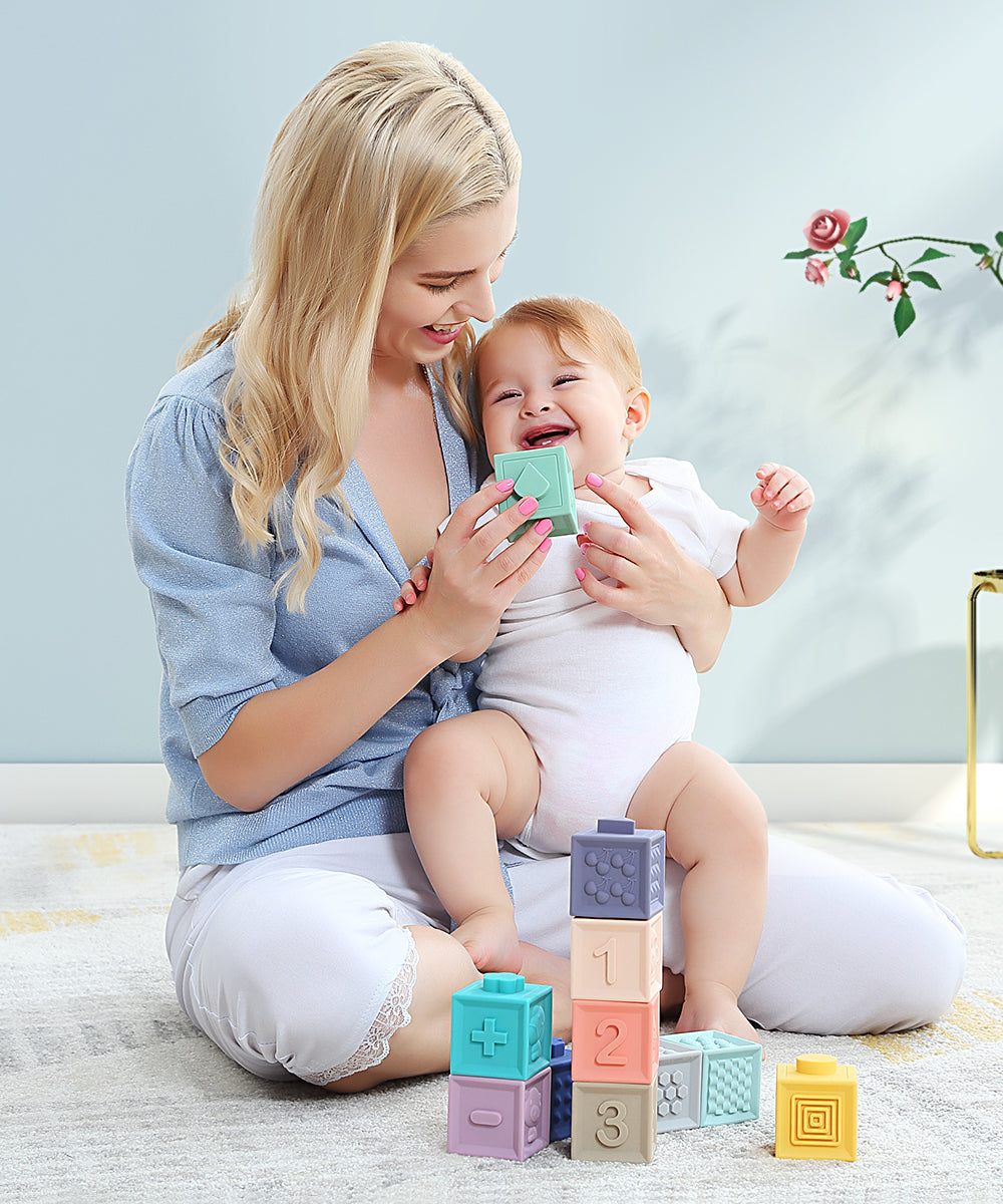 Cubes à Empiler Montessori pour Bébé 12 PCS