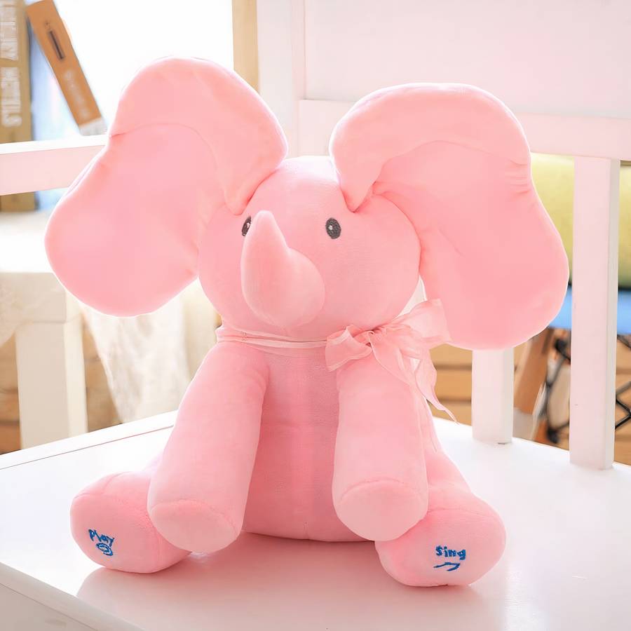 Jouet d’éléphant coucou en peluche électrique pour bébé