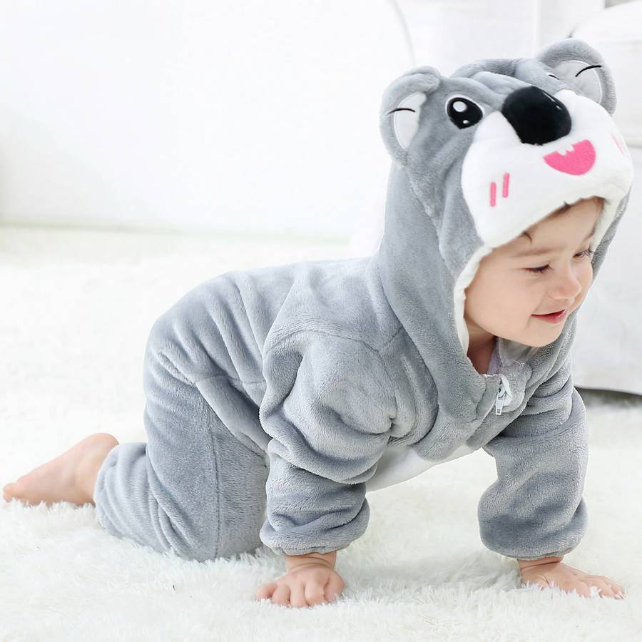 Pyjama chaud en polaire d’animaux pour bébé