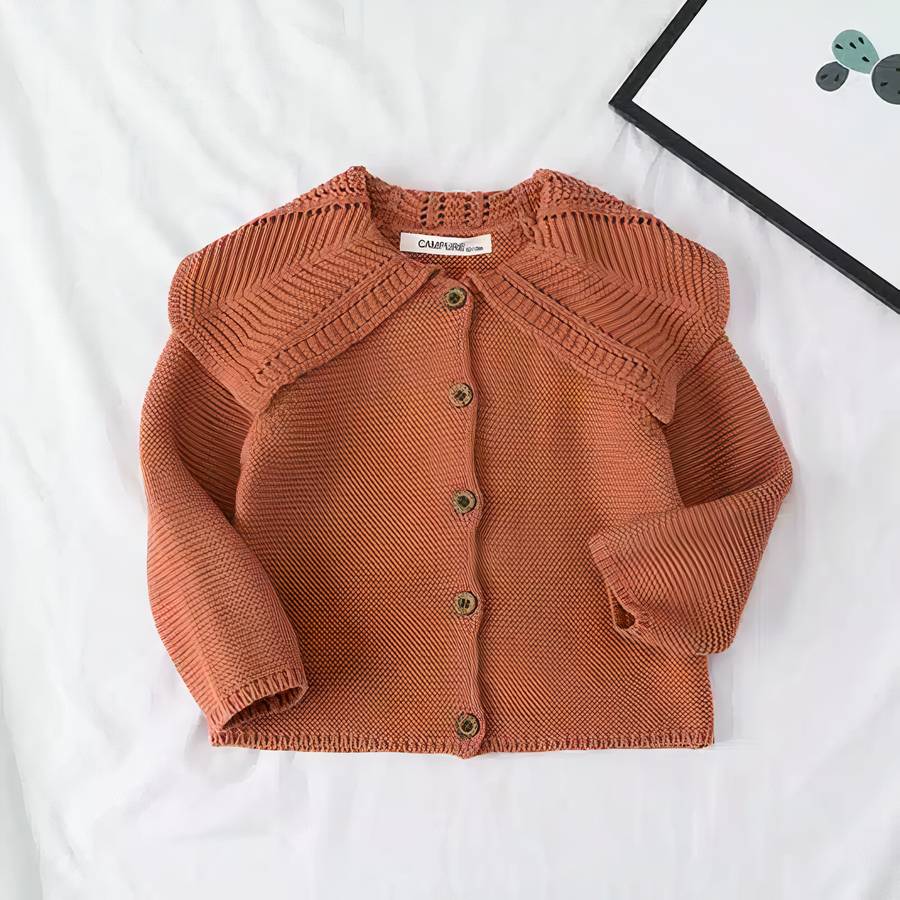 Cardigan tricoté pour bébé avec col à pétales