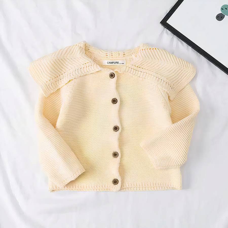 Cardigan tricoté pour bébé avec col à pétales