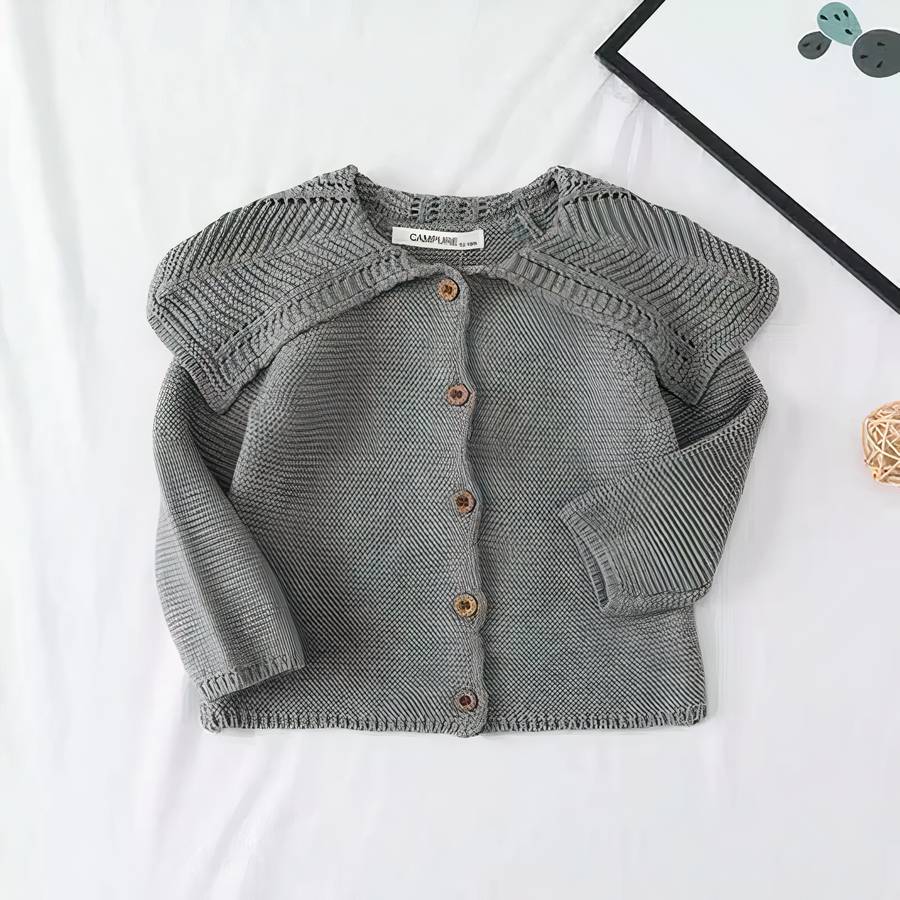 Cardigan tricoté pour bébé avec col à pétales